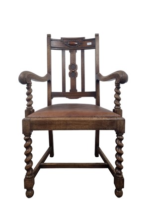 Lot 570 - OAK ELBOW CHAIR