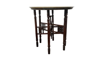 Lot 656 - MIDDLE EASTERN BRASS TOP TABLE