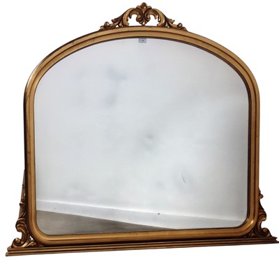 Lot 520 - LARGE GILT OVERMANTLE MIRROR