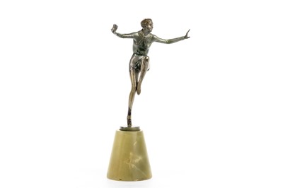 Lot 717 - LORENZL ART DECO BRONZE 'ARMS OUT' DANCING FIGURE