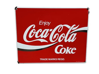 Lot 198 - ENAMELED COCA COLA ADVERTISING SIGN