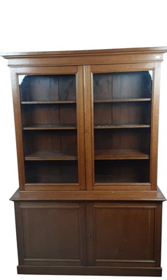 Lot 73 - OAK CABINET BOOKCASE