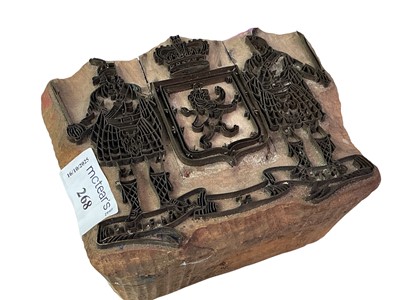 Lot 268 - SCOTTISH COAT OF ARMS PRINTING BLOCK