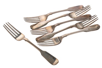 Lot 1191 - SET OF SIX SCOTTISH SILVER DESSERT FORKS