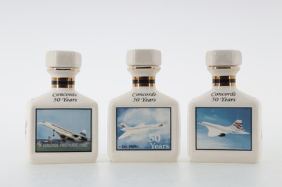 Lot 174 - THREE POINTERS MINIATURE DECANTERS CELEBRATING 50 YEARS OF CONCORDE