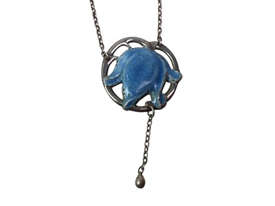 Lot 4 - SCOTTISH SILVER AND BLUE ENAMEL PENDANT ON CHAIN