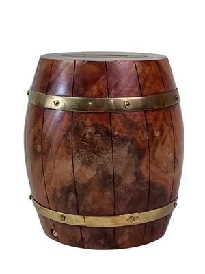 Lot 82 - VINTAGE BARREL MONEY BOX