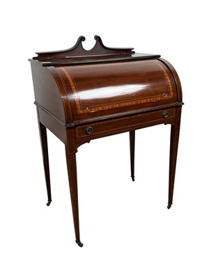 Lot 88 - EDWARDIAN MAHOGANY CYLINDER BUREAU