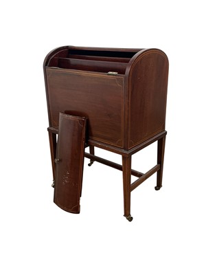 Lot 91 - EDWARDIAN MAHOGANY MAGAZINE RACK