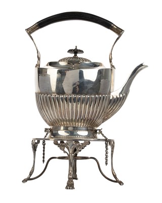 Lot 1201 - LATE VICTORIAN SILVER SPIRIT KETTLE