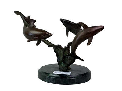 Lot 107 - BRONZE SCULPTURE OF DOLPHINS