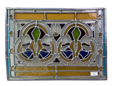 Lot 307 - STAINED AND LEADED GLASS PANEL