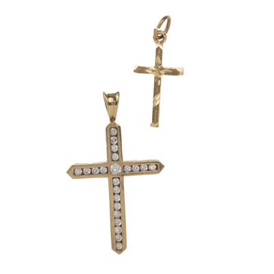Lot 539 - GEM SET CROSS PENDANT AND ANOTHER