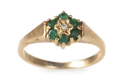 Lot 558 - EMERALD AND DIAMOND CLUSTER RING