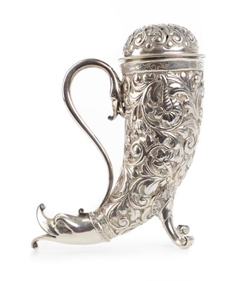 Lot 1197 - EDWARDIAN CORNUCOPIA SUGAR CASTER