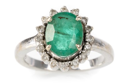 Lot 562 - EMERALD AND DIAMOND CLUSTER RING
