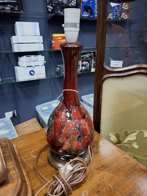 Lot 1298 - MOORCROFT POTTERY FLAMBE TABLE LAMP