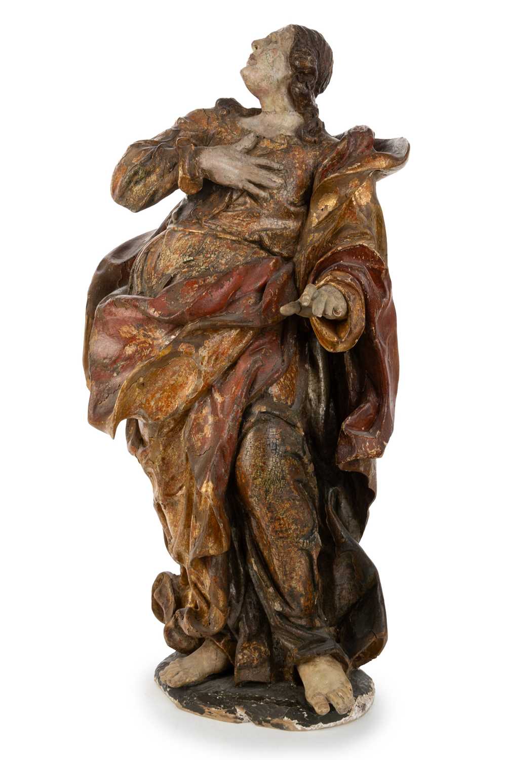 Lot 1299 - CONTINENTAL BAROQUE CARVED WOOD FIGURE