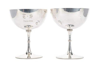 Lot 1204 - PAIR OF VICTORIAN SILVER CHAMPAGNE COUPES