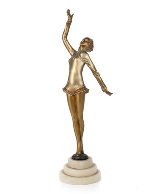 Lot 724 - ART DECO BRONZED SPELTER FIGURE OF A FEMALE