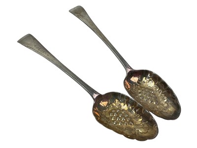 Lot 402 - TWO GEORGE III SILVER SERVING SPOONS