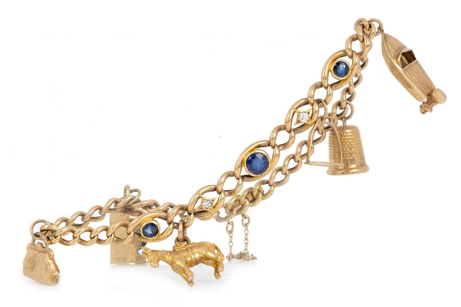 Lot 462 - GOLD CHARM BRACELET AND ONE OTHER