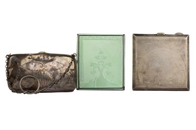 Lot 1206 - GEORGE V ART DECO SILVER AND GUILLOCHE ENAMEL CIGARETTE CASE