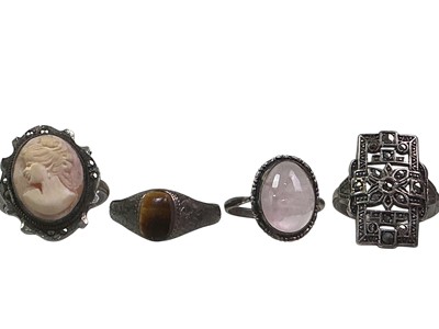 Lot 388 - COLLECTION OF EIGHT SILVER RINGS