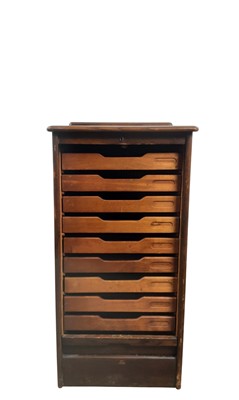 Lot 466 - OAK TAMBOUR FRONT FILING CHEST
