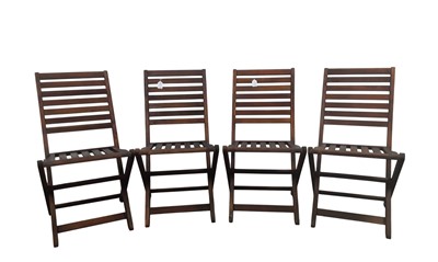 Lot 476 - SIX MODERN TEAK FOLDING GARDEN CHAIRS
