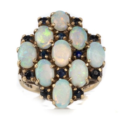 Lot 452 - OPAL AND SAPPHIRE RING