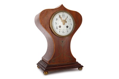 Lot 254 - ART NOUVEAU INLAID MAHOGANY MANTEL CLOCK