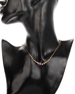 Lot 591 - RUBY AND DIAMOND NECKLET