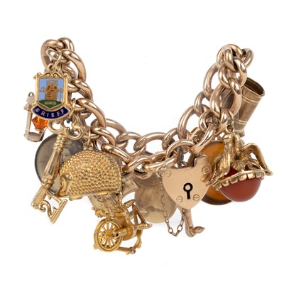 Lot 594 - GOLD CHARM BRACELET