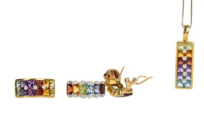 Lot 595 - SUITE OF RAINBOW JEWELLERY