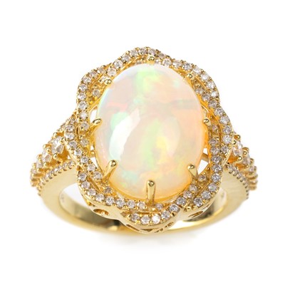 Lot 412 - OPAL AND DIAMOND RING