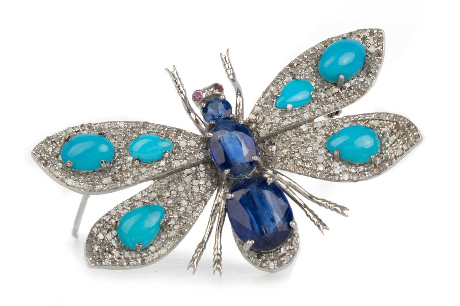 Lot 420 - GEM SET AND DIAMOND PENDANT BROOCH