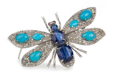 Lot 420 - GEM SET AND DIAMOND PENDANT BROOCH