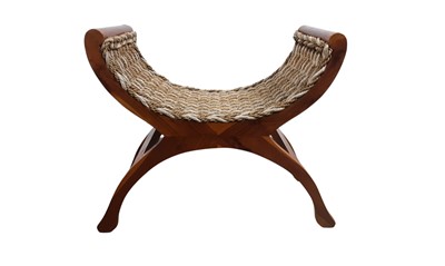 Lot 484 - STAINED OAK CERULE BENCH