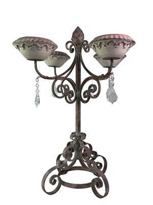 Lot 485 - CONTEMPORARY WROUGHT IRON CANDELABRUM
