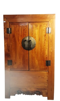 Lot 733 - CHINESE HARDWOOD CUPBOARD