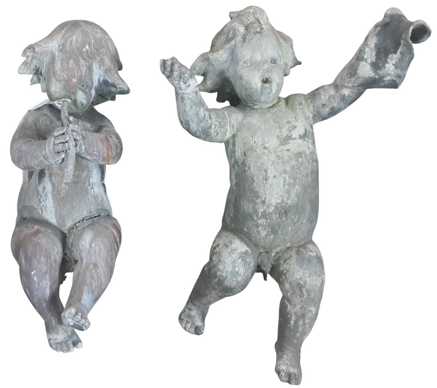Lot 1302 - TWO LEAD GARDEN FOUNTAIN FIGURES