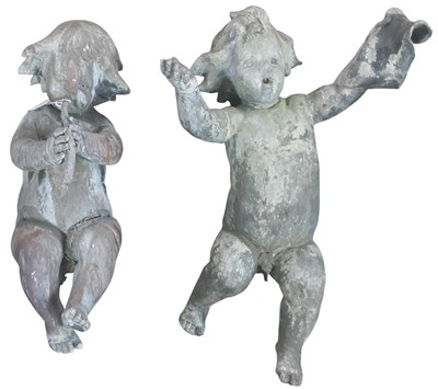 Lot 1302 - TWO LEAD GARDEN FOUNTAIN FIGURES