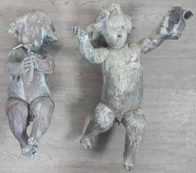 Lot 1302 - TWO LEAD GARDEN FOUNTAIN FIGURES