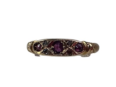 Lot 680 - VICTORIAN RUBY AND DIAMOND RING