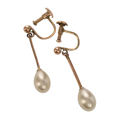 Lot 578 - PAIR OF EDWARDIAN PEARL DROP EARRINGS