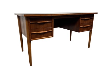 Lot 697 - MID CENTURY TEAK KNEEHOLE DESK BY LIBRA