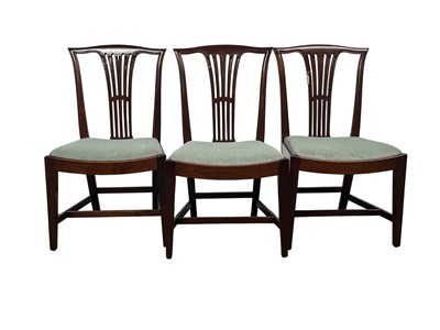 Lot 716 - SIX GEORGE III STYLE MAHOGANY DINING CHAIRS