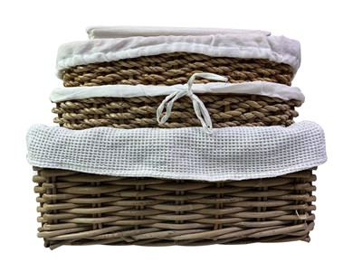 Lot 25 - GROUP OF FIVE GRADUATED WICKER BASKETS