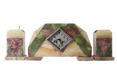 Lot 1576 - ART DECO CLOCK GARNITURE